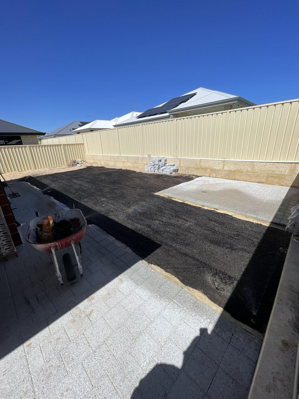 Backyard in Madora Bay cleared and prepared for paving and a shed pad